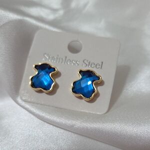 Gold and Blue  Gold Filled Stainless Steel Earrings